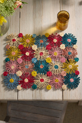 Floral Patchwork Raffia Placemat | Terrain