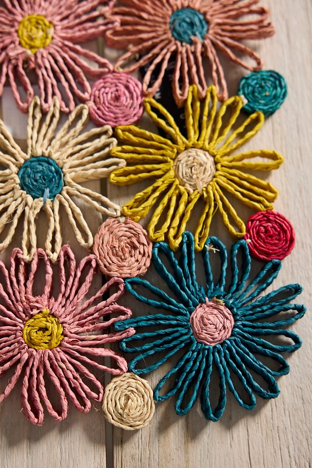 Floral Patchwork Raffia Placemat #1