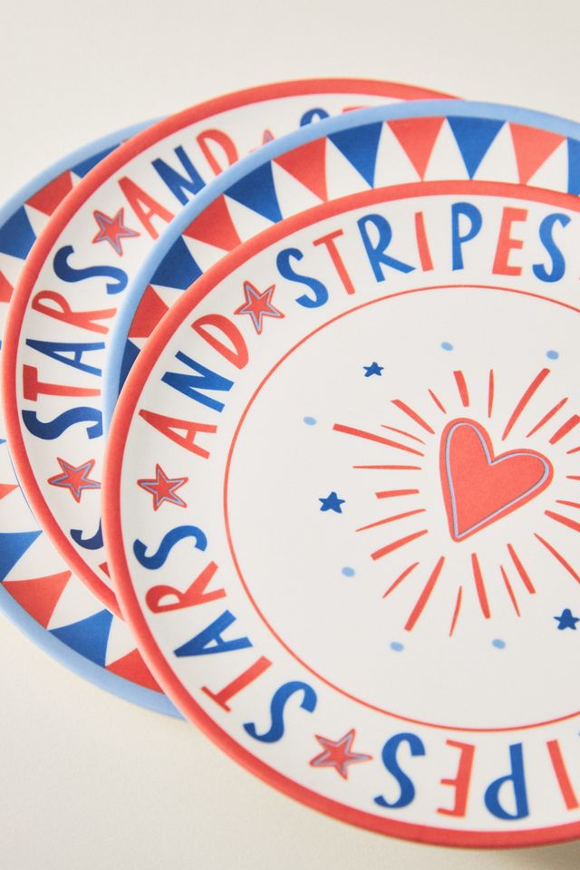 Nephthys Illustrated Stars & Stripes Melamine Dessert Plates, Set of 4 #2