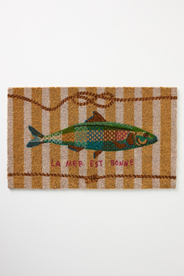 Paillasson Poisson en Yellow taille: 18" x 30" chez Anthropologie - Nathalie Lete - Modalova
