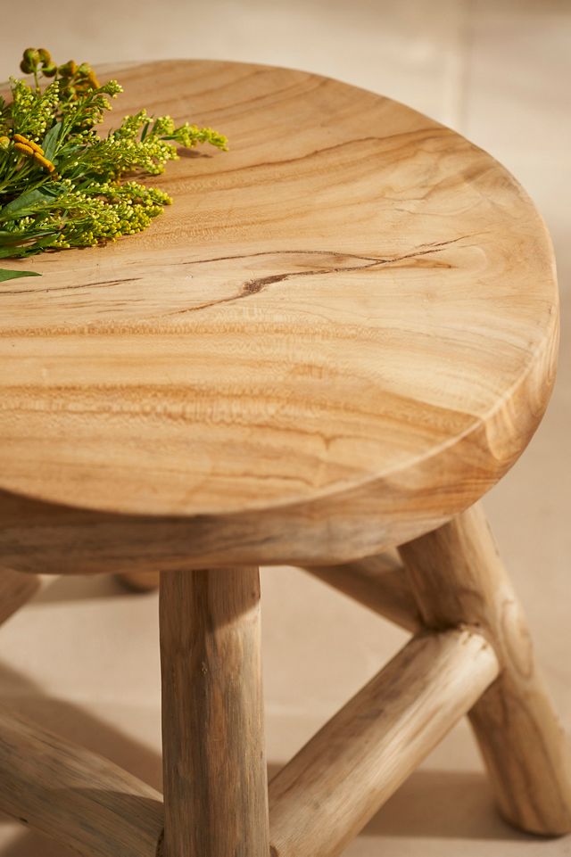 Round Teak Root Stool, Natural #1