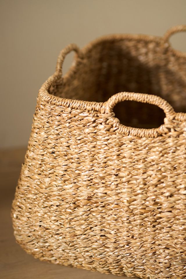 Braided Seagrass Four-Handled Basket #1