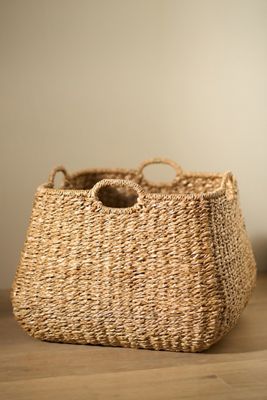 Braided Seagrass Four-Handled Basket