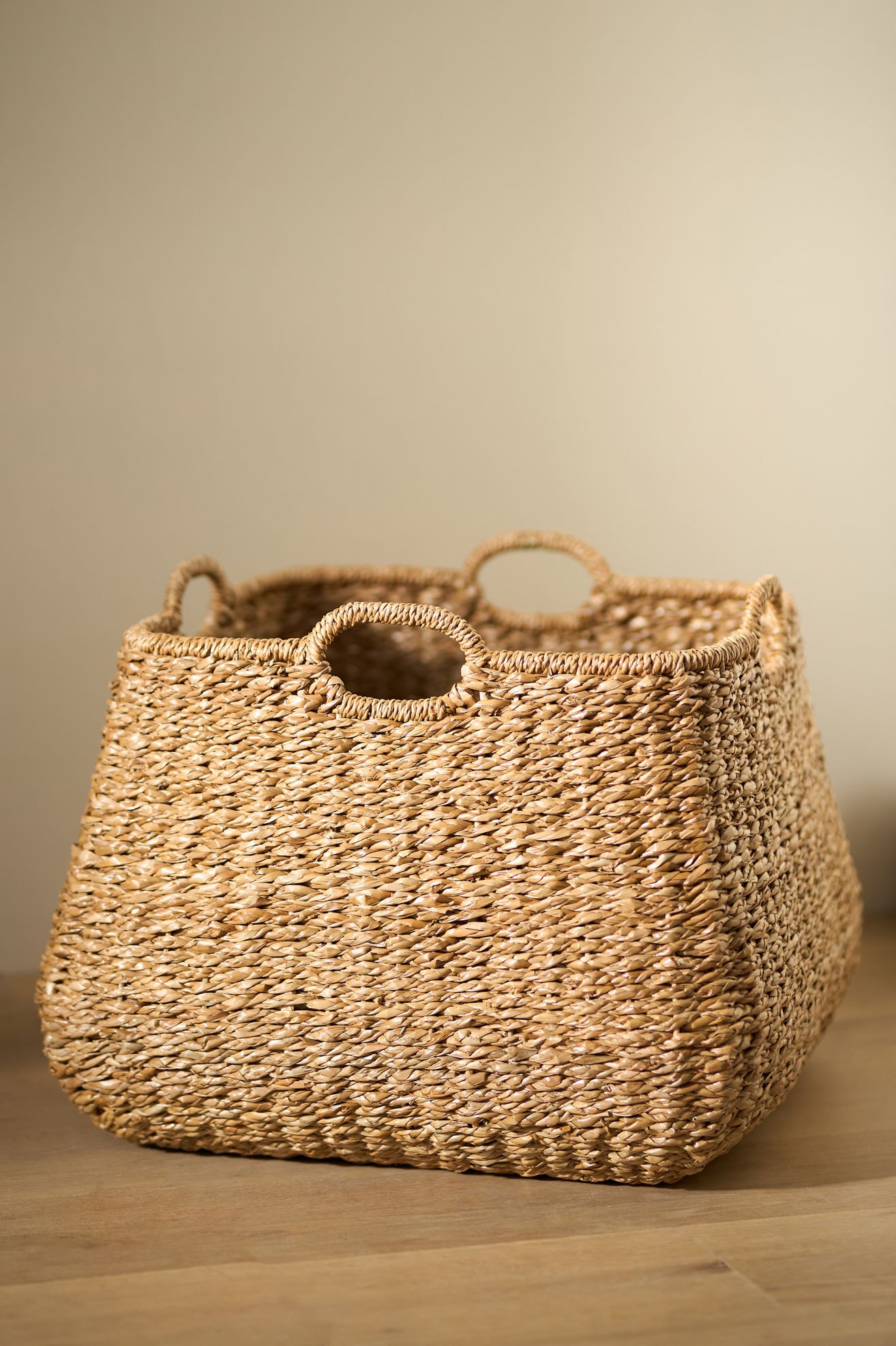 Braided Seagrass Four-Handled Basket - Natural, Standard, One Size