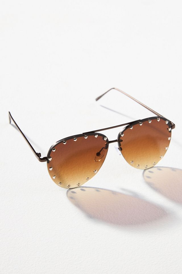 I-SEA Studded Heart Aviator Sunglasses #1