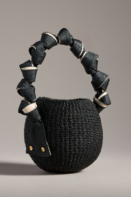 Aranaz Knotted Handle Mini Raffia Bucket Bag