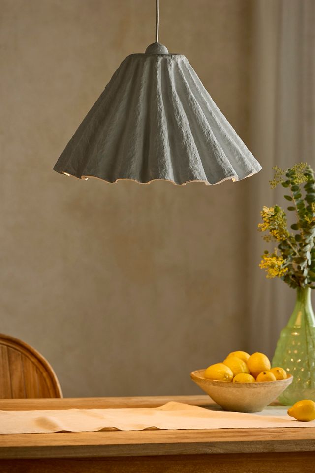 Cotton Mache Pleated Pendant Light #1