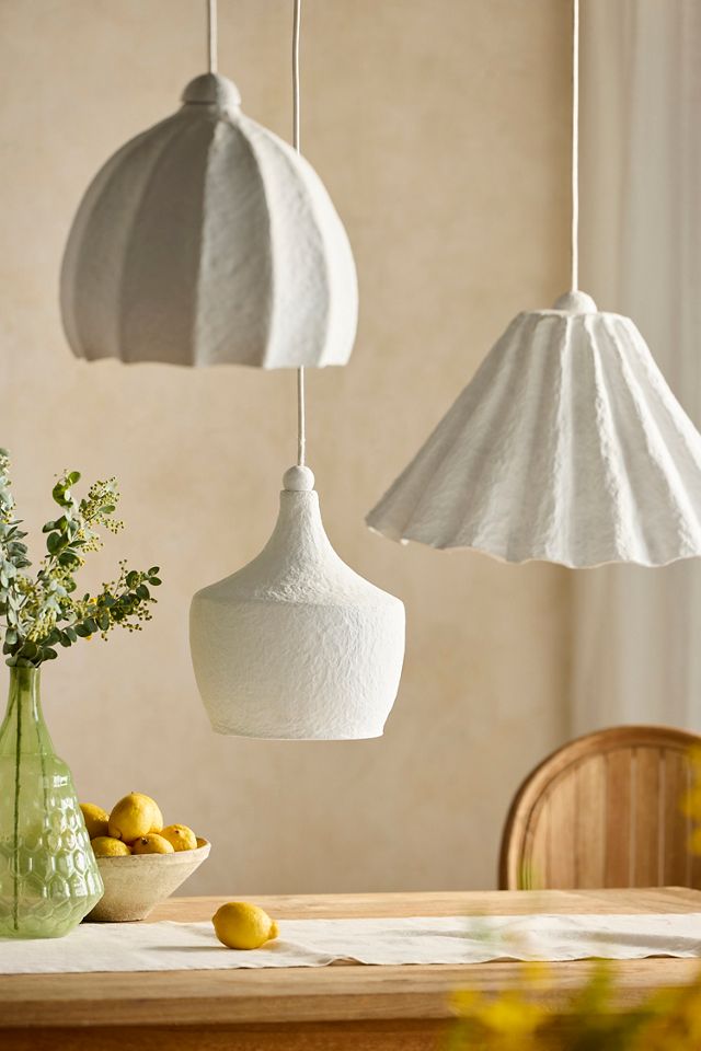 Cotton Mache Teardrop Pendant Light #3
