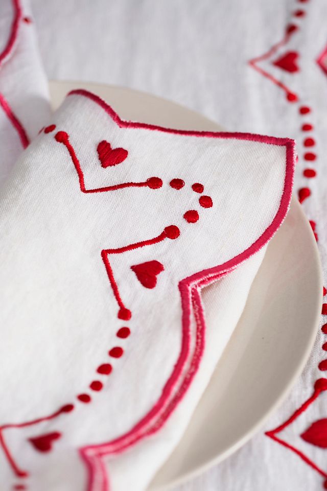Embroidered Heart Napkins, Set of 2 #1