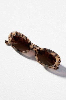 By Anthropologie Crystal Tortoiseshell Oval Sunglasses