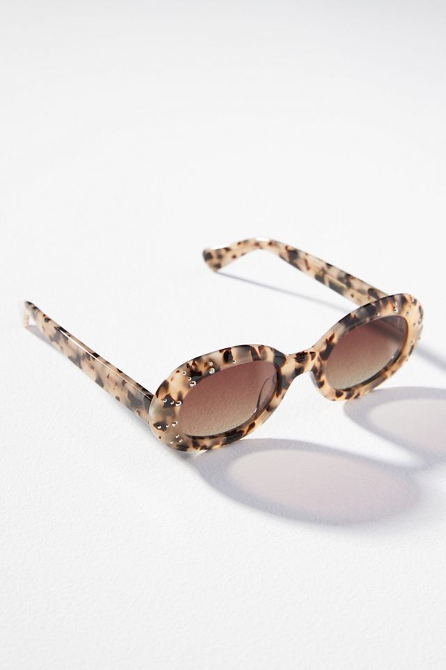 Crystal Tortoiseshell Oval Sunglasses #1