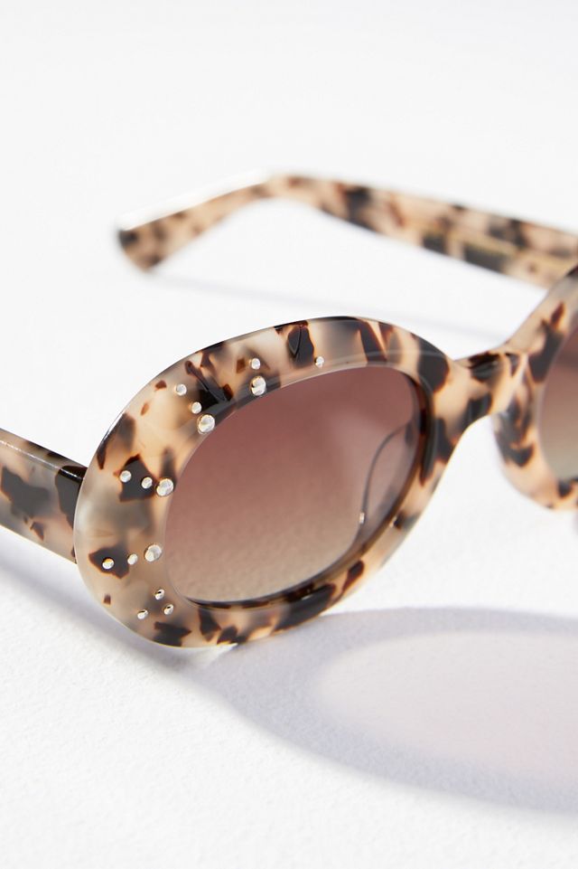 Crystal Tortoiseshell Oval Sunglasses #2