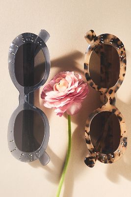 By Anthropologie Crystal Tortoiseshell Oval Sunglasses