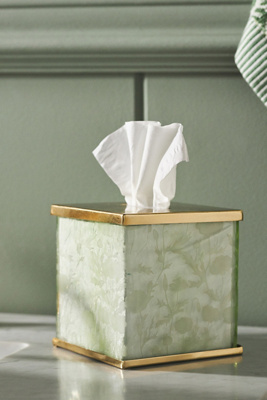 Floral Etched Glass Tissue Box
