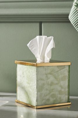 Floral Etched Glass Tissue Box