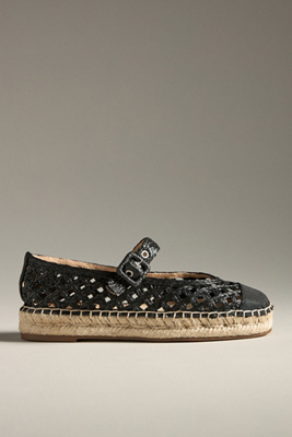 Bibi Lou Raffia Mary Jane Flats In Black
