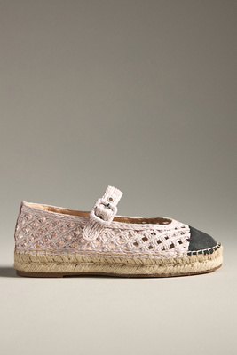 Bibi Lou Raffia Mary Jane Flats In Pink