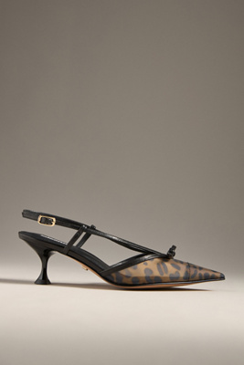 Lola Cruz Satina Slingback Kitten Heels In Multicolor