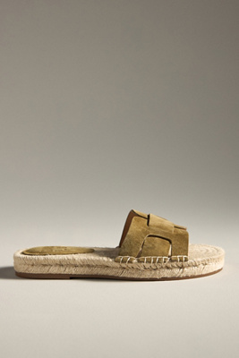 Bibi Lou Suede Espadrille Slide Sandals In Beige