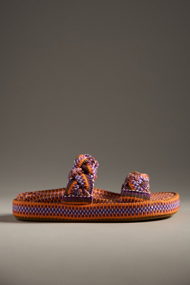 Amambaih Daniella Woven Slide Sandals In Orange