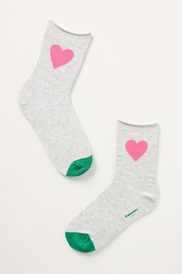 Shop Bombas Heart Roll-top Socks In Grey