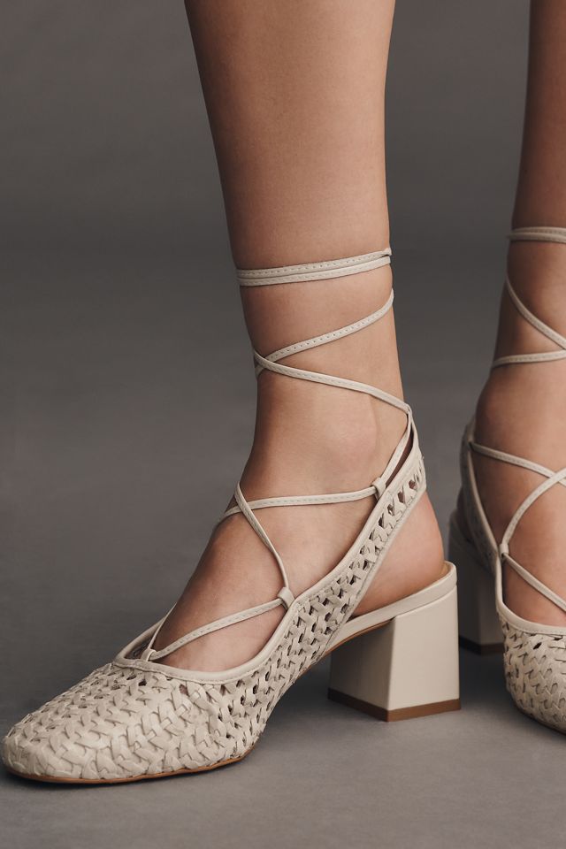 By Anthropologie Woven Tie-Up Heels #1