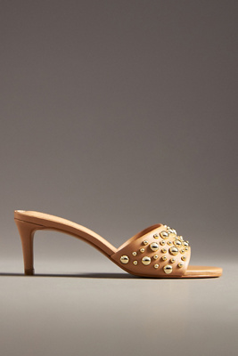 By Anthropologie Bubble Stud Mule Heels In Beige