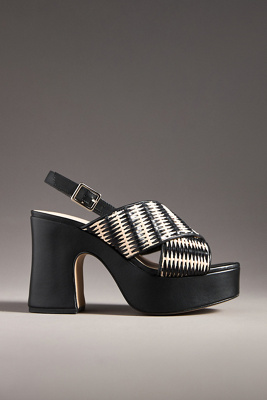 By Anthropologie Cross-strap Woven Platform Sandals