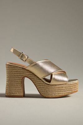 By Anthropologie Cross-Strap Woven Platform Sandals