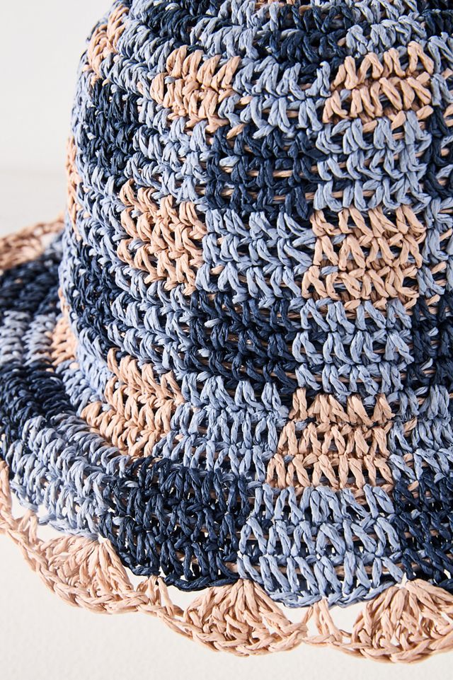 Damson Madder Gingham Straw Bucket Hat #2