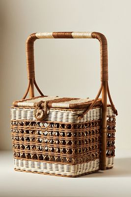 Anthropologie Nina Handwoven Wine Basket