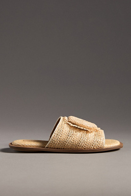 Kelsi Dagger Brooklyn Bloom Raffia Slide Sandals In Beige