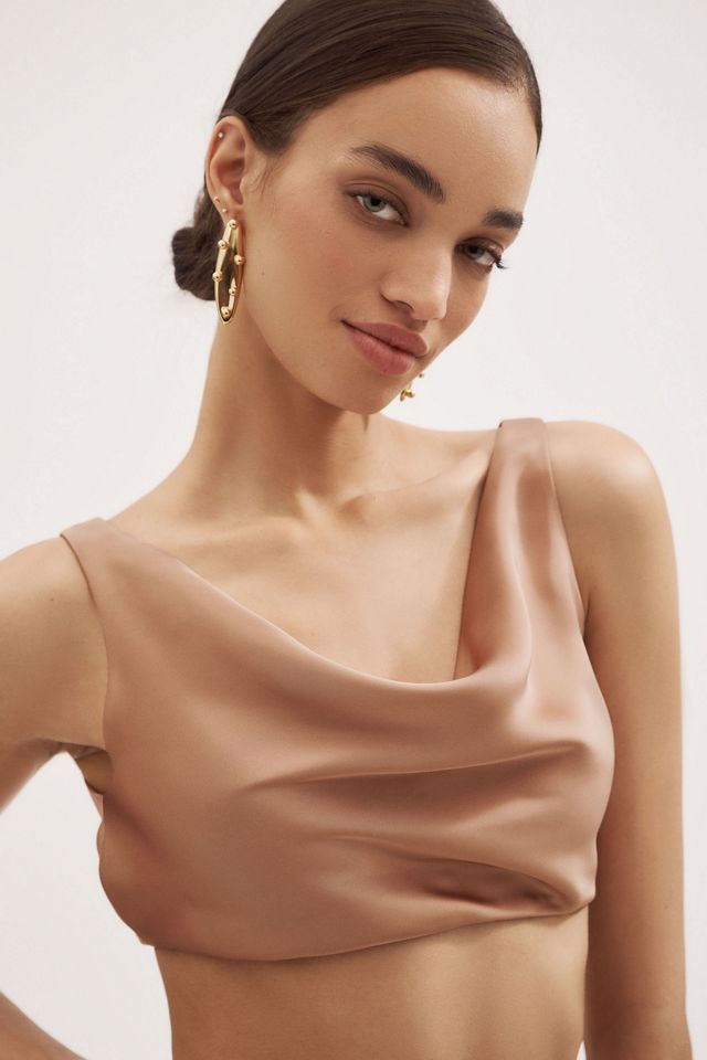 Norma Kamali Maria Sleeveless Satin Crop Top #3