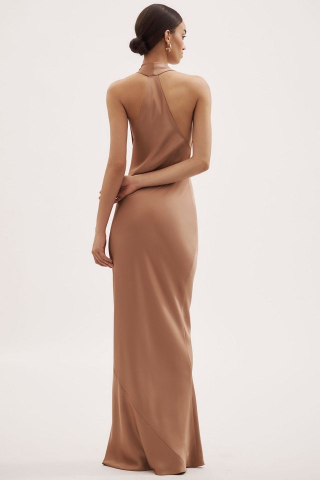 Norma Kamali Halter Draped Cowl-Neck FIshtail Maxi Dress #2