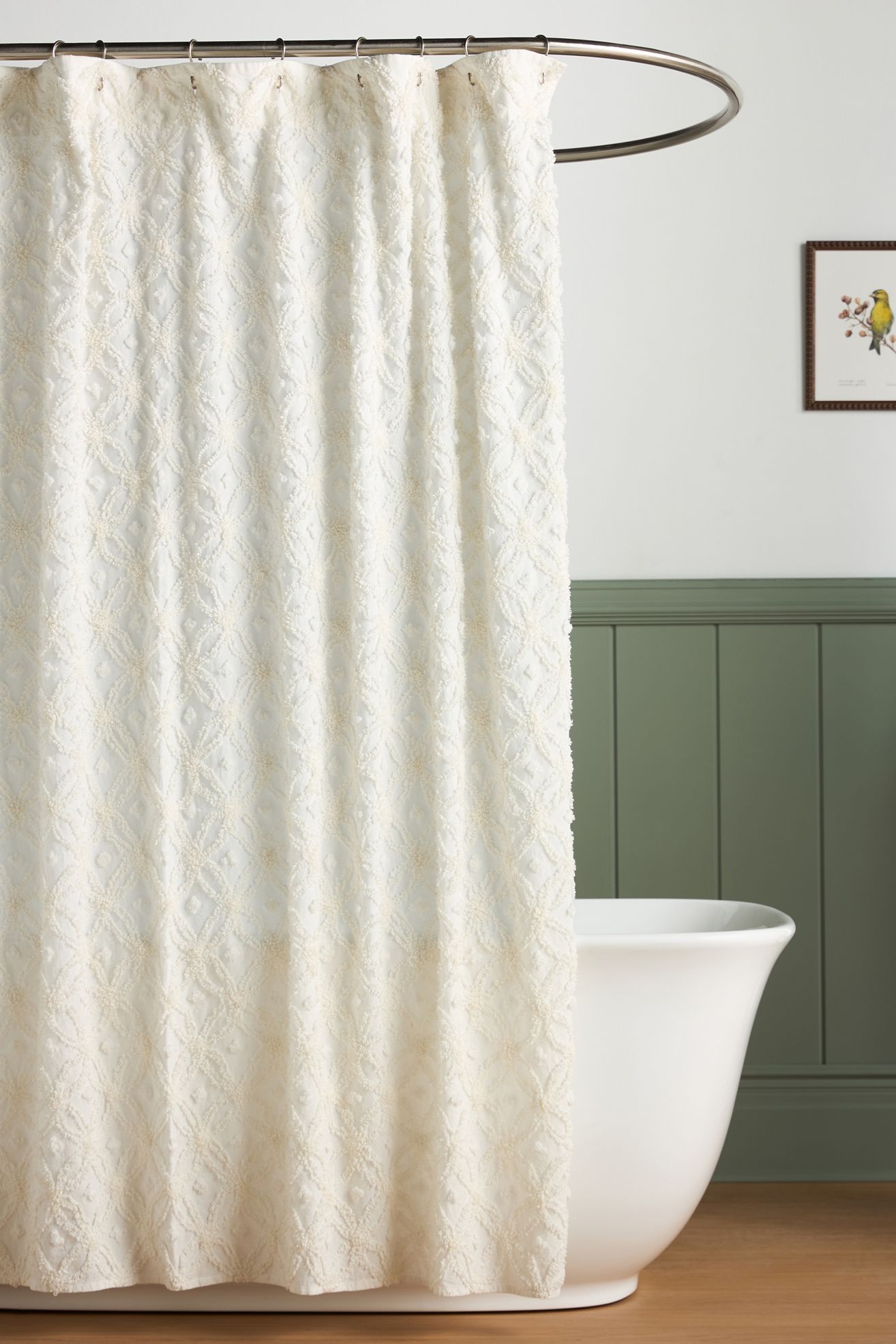 Elsa Cotton Candlewick Shower Curtain - White, Standard, 72" X 72"
