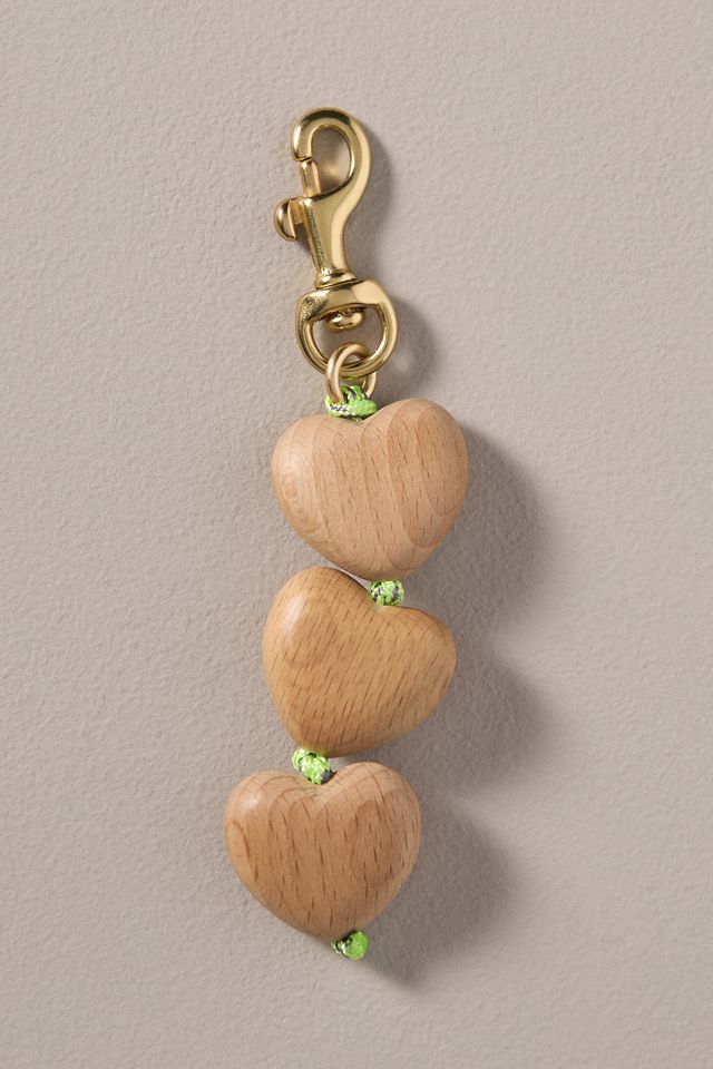 Clare V. Wood Heart Bag Charm #1