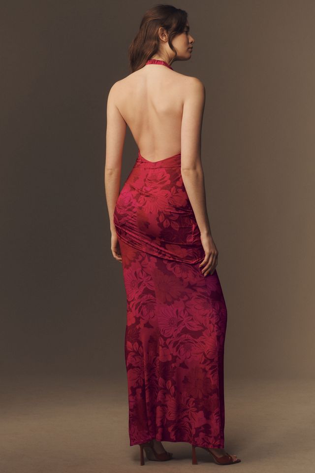 Katie May Leyla Cowled Halter Open-Back Knotted Jersey Maxi Dress #1