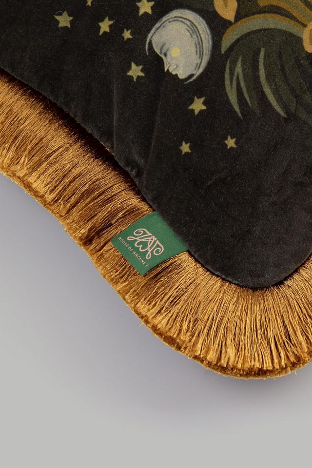 House of Hackney Moon Garden Velvet Fringed Cushion #1
