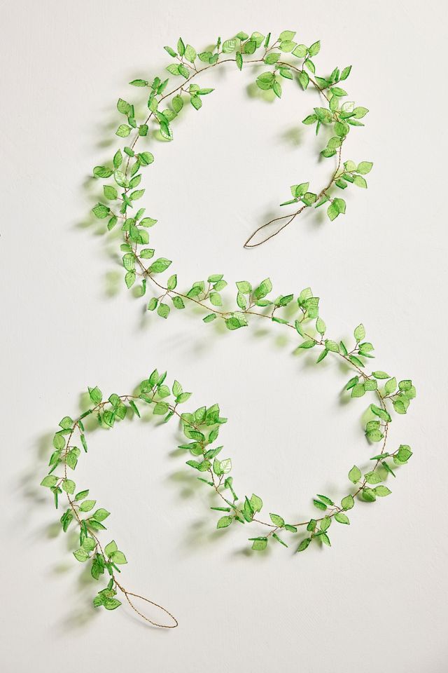 Beaded Green Leaves Garland #2