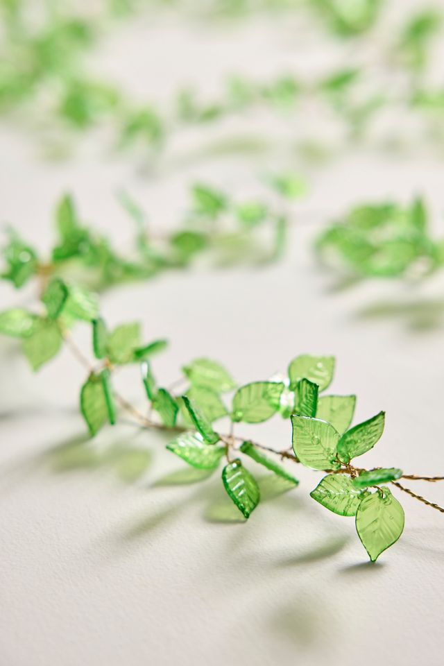 Beaded Green Leaves Garland #3