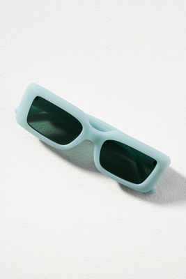By Anthropologie Rectangle Matte Sunglasses In Blue