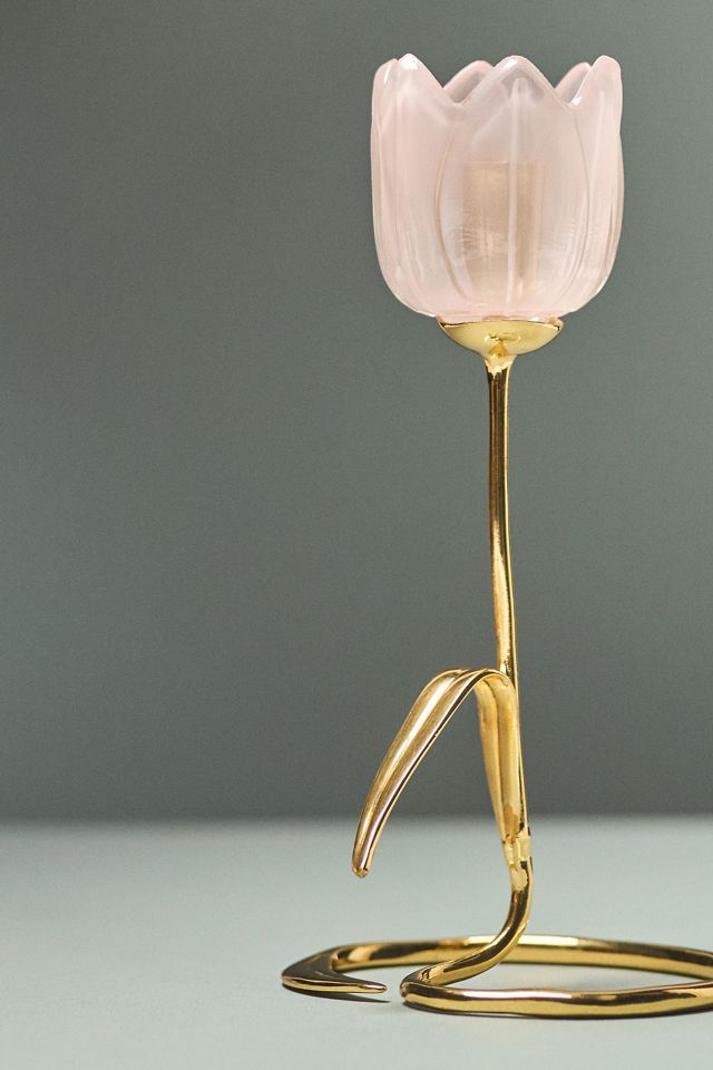 Tulip Floral Gold Taper Candle Holder