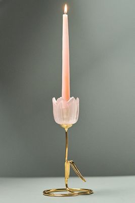 Tulip Floral Gold Taper Candle Holder