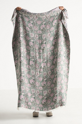ANTHROPOLOGIE ISADORA COTTON WOVEN THROW BLANKET