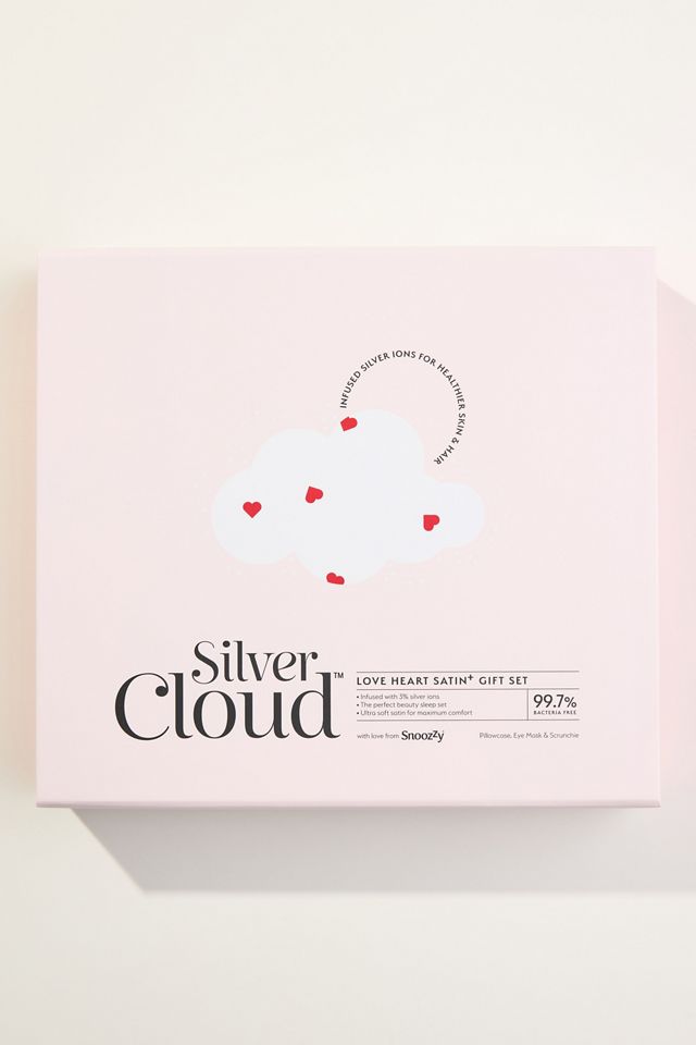 Silver Cloud Heart Print Satin Gift Set #1