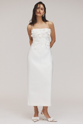 Acler Castleford 3d Floral Column Midi Dress In White
