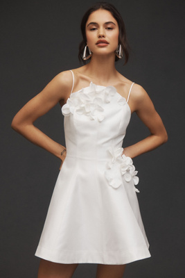 Acler Castleford 3d Floral Fit & Flare Mini Dress In White