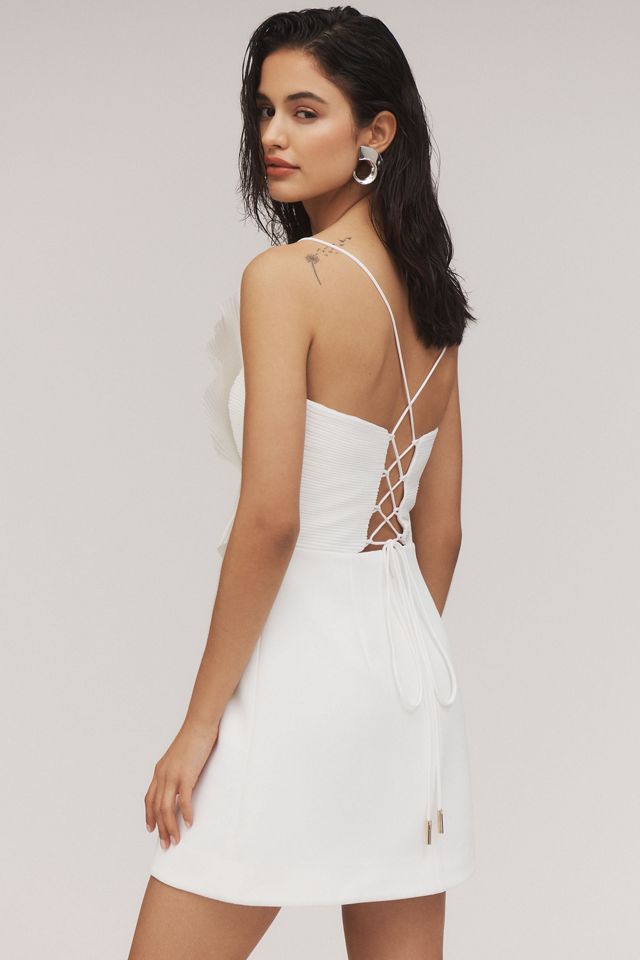 Acler Milston Sculptural Pleated Fan Lace-Up Mini Dress #1