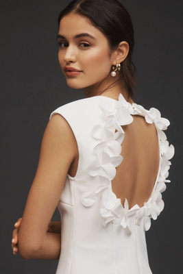 Acler Marypark Crepe 3d Floral Hourglass Mini Dress In White