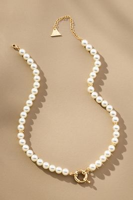 By Anthropologie Pearl Charm Necklace In White